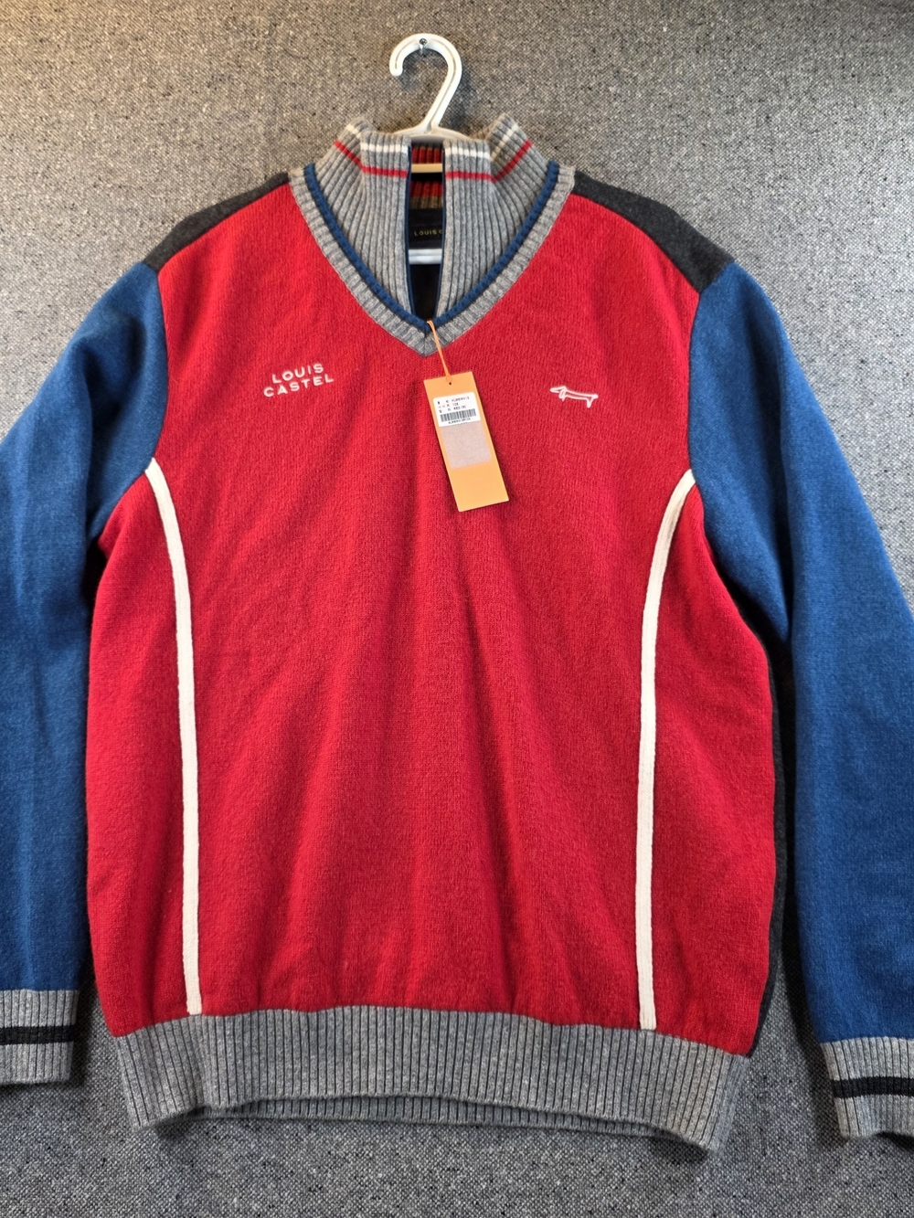 Louis Castel Men’s 105 Wool Golf Sweater 1/4 Zip Colorblock NWT Korea